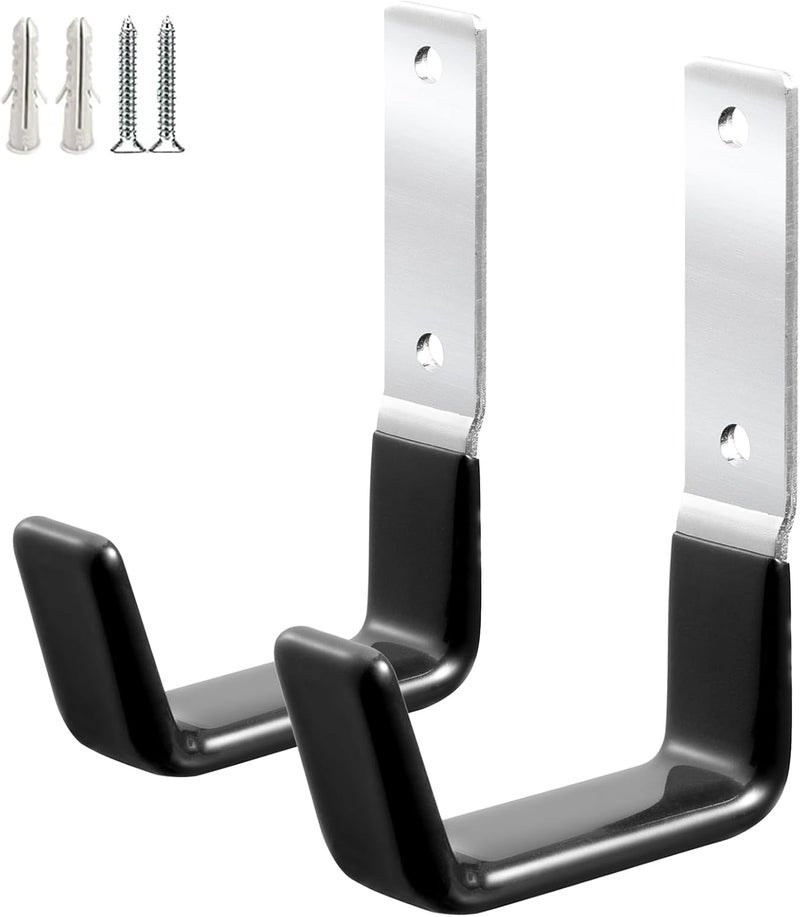 GeeWatom Heavy Duty Steel Garage Hooks,Garage Storage Utility Hooks,Anti-Slip Hanger, Tool Organizer,Steel Wall Mount Organizer, Garden Hose Hanger (Small-2PC) - Image 1
